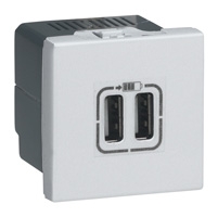 LEGRAND 79394  Mosaic lader 2xUSB 1500mA 5V  2 modules  EAN: 3245060793944   Op bestelling, geen terugname