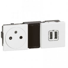 LEGRAND 077595  Mosaic combi USB/ctd 2P+A  EAN: 3414970766083   Op bestelling, geen terugname