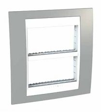 Schneider Residential MGU48424865  Afdekplaat met kader 2x 4m Mistig grijs  EAN: 8420375134575   Op bestelling, geen terugname