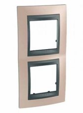 Schneider Residential MGU66004V296  Verticale 71 dubbele plaat Donker coper  EAN: 8420375154597   Op bestelling, geen terugname