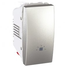 Schneider Residential MGU310630L  DRUKKNOP MET LICHTSYMBOOL, 1 MODULE  EAN: 8420375114218   Op bestelling, geen terugname