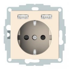 Schneider Residential MTN2366-0344  Schuko SO with USB charger TPb w Sys M  EAN: 3606489429836   Op bestelling, geen terugname