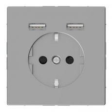 Schneider Residential MTN2366-6036  Schuko SO with USB charger TP stst SDsg  EAN: 3606489429904   Op bestelling, geen terugname