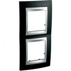 Schneider Residential MGU66004V093  VERTICALE 71 DUBBELE PLAAT RHODIUM ZWART  EAN: 8420375155129   Op bestelling, geen terugname