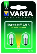 VARTA 752.000.402  Reservelampje 752 3,6V - blister 2 stuks  EAN: 4008496346486   Op bestelling, geen terugname