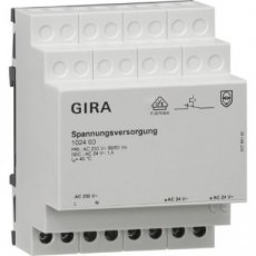 GIRA 102400  Voeding AC 24V 1A DIN-rail Accessoires  EAN: 4010337010715   Op bestelling, geen terugname