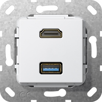 GIRA 567803  HDMI  USB 3.0 A kppl. Basiselement z.wit  EAN: 4010337461852   Op bestelling, geen terugname