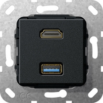 GIRA 567910  HDMI USB 3.0a verloopkabel basis zwart  EAN: 4010337461883   Op bestelling, geen terugname