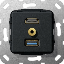 GIR 568110 GIRA 568110  HDMI  USB 3.0 A m-jack verloopkab. Zwart  EAN: 4010337461951   Op bestelling, geen terugname