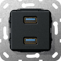 GIRA 568410  USB 3.0 A 2-v kppl. Basiselement zwart m  EAN: 4010337462071   Op bestelling, geen terugname