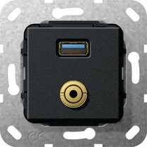 GIRA 568710  USB 3.0a m-jack verloopkab basis zwart  EAN: 4010337463047   Op bestelling, geen terugname
