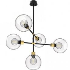 PSM LIGHTING 1507.5.E27.2M.16.SG  Cleo M12 5x E27 black tex brass  EAN: 5400853406434   Op bestelling, geen terugname